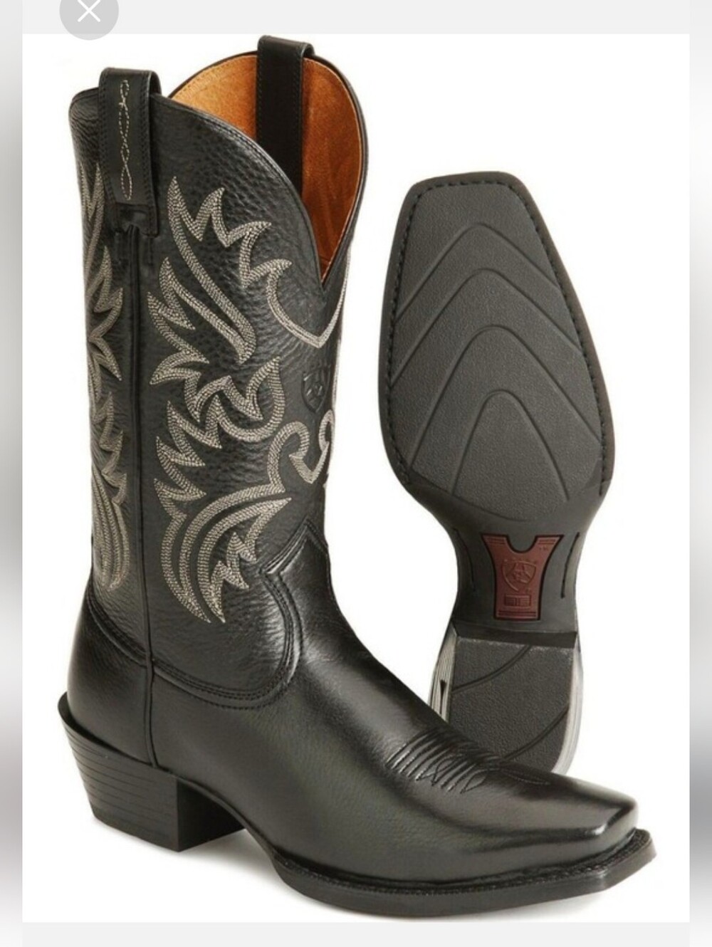 Ariat Mens Legend Embroidered Square Toe Cowboy Boots Sz 9D